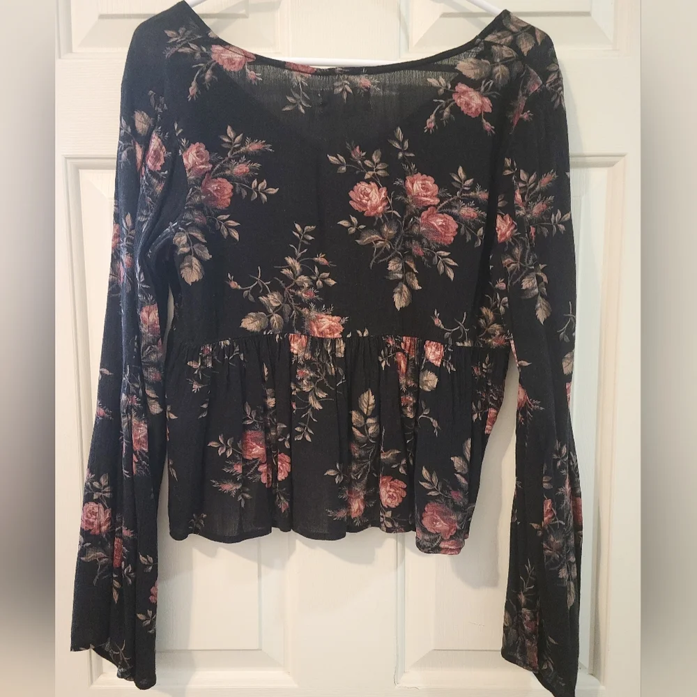 Y2K Ralph Lauren Denim & Supply Peplum Baby Doll Bell Sleeve Top, M - Picture 5 of 5